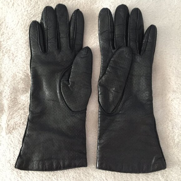 Black leather gloves sz 6.5 - Picture 3 of 9